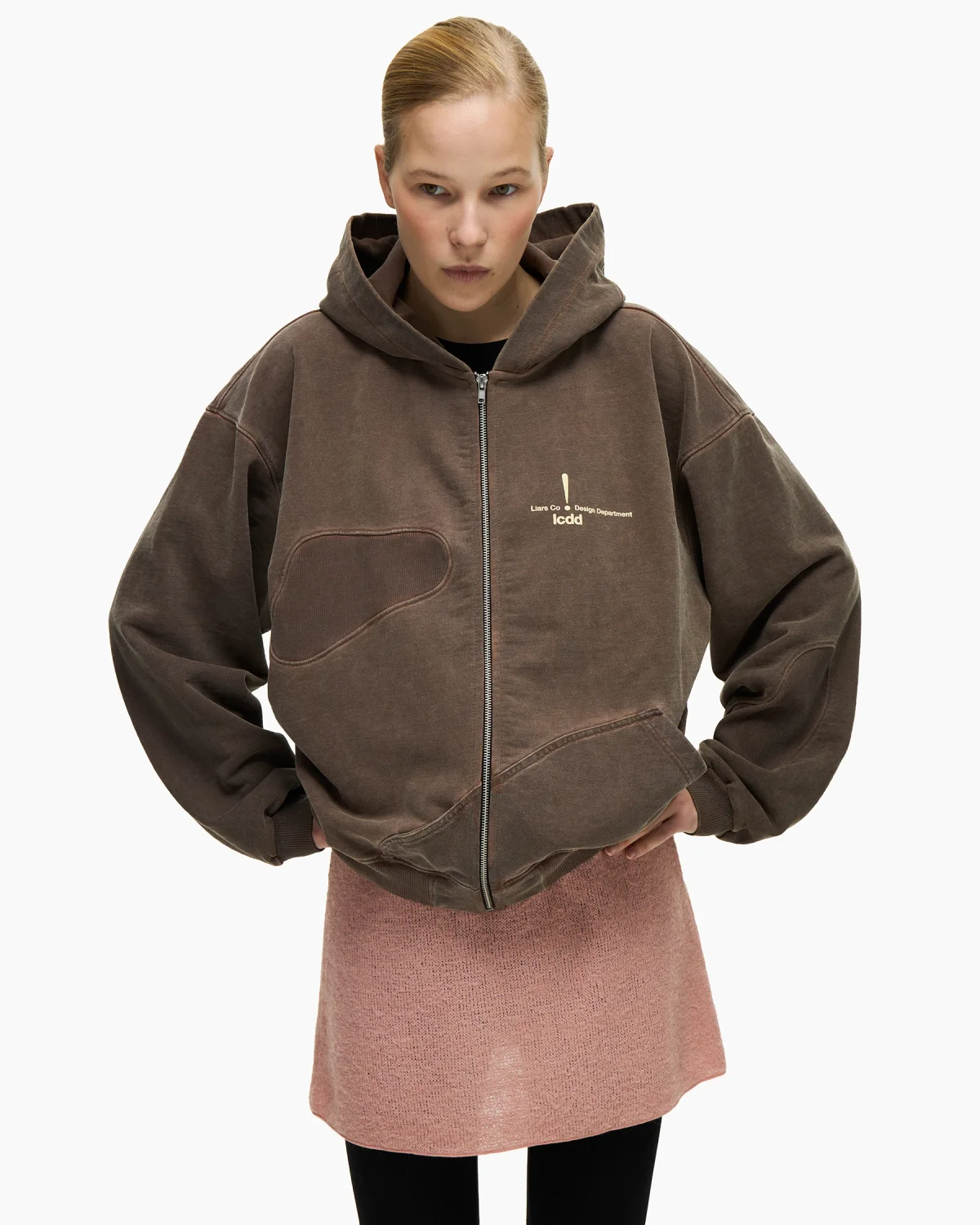 Zip-Hoodie 'Holes' Brown