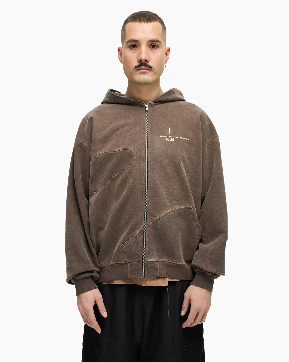 Zip-Hoodie 'Holes' Brown