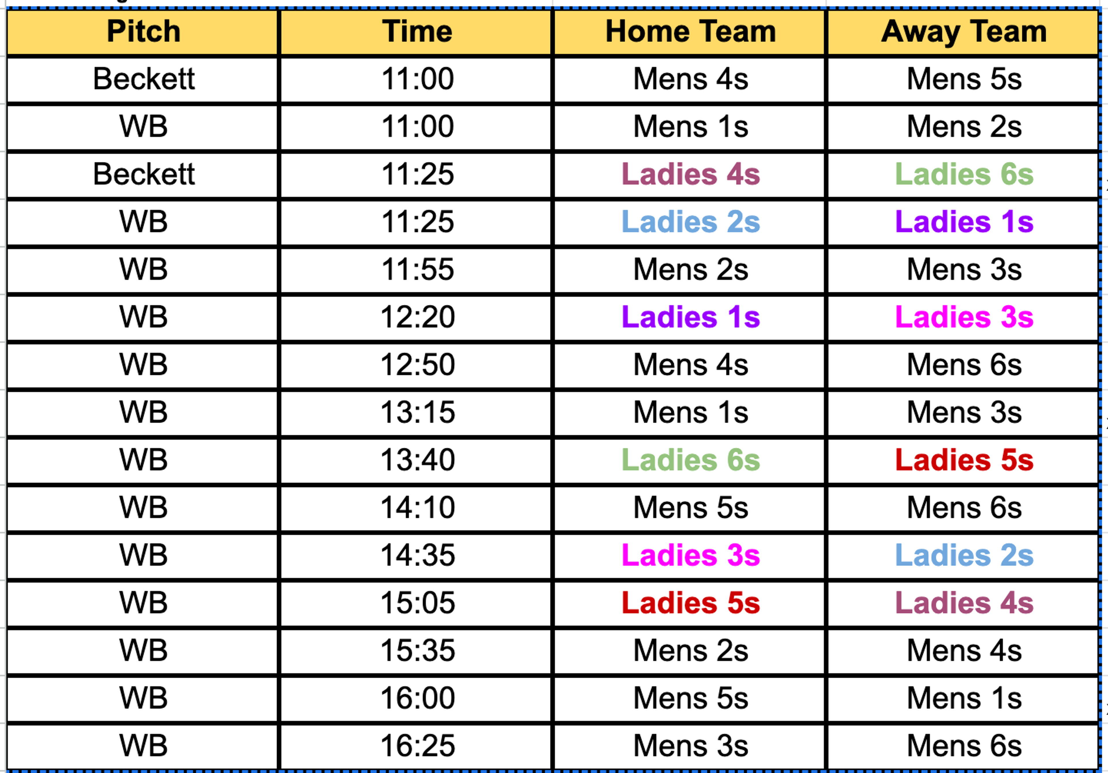 Tournament Fixtures