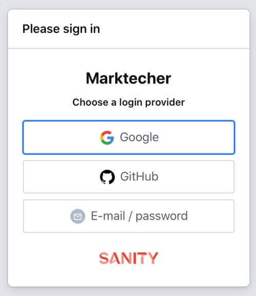 Sanity login options
