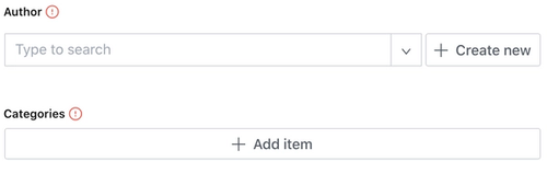 Author and category fields are required for the blog post
