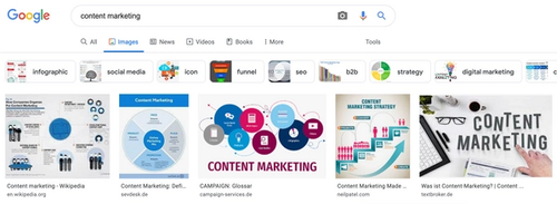 Google image search results for content marketing