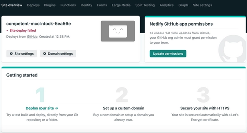 Netlify deployment of an empty repository. The project is created on the Netlify but deployment has been failed because there are no files in the repository.