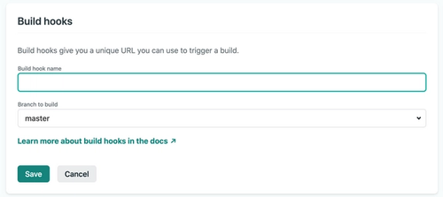 Creating a new build hook in the Netlify