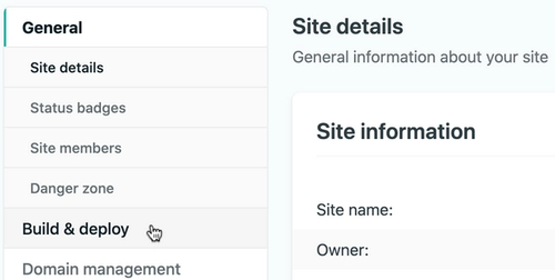 Clickinf the "Build & deploy" button on the Site settings page of the Netlify website