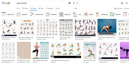Google image search for "Yoga exercises" 