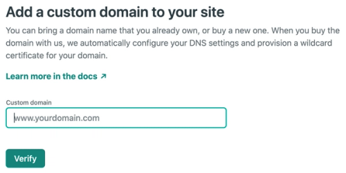 Adding a custom domain on the Netlify screen