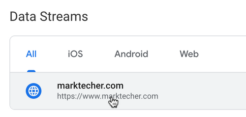Selecting the connected website from the data streams