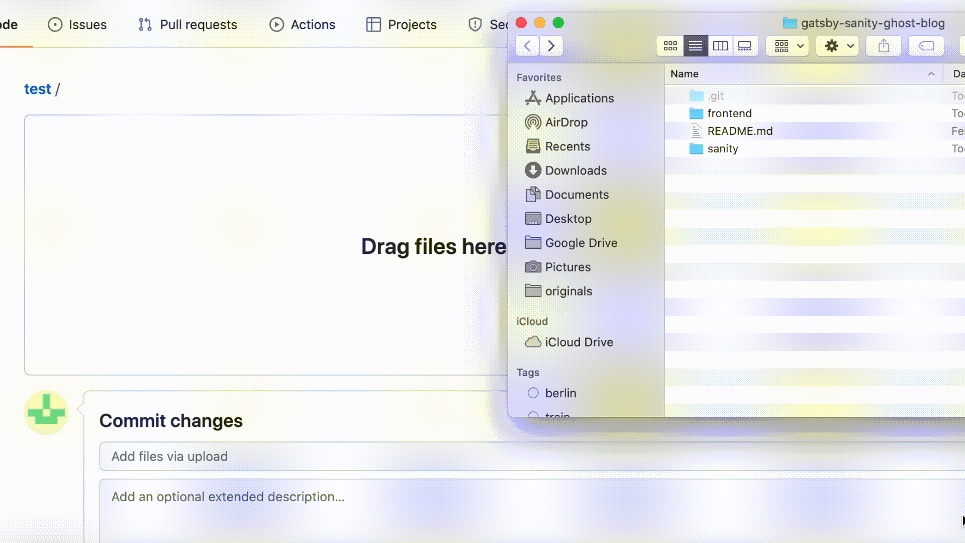 Uploading the folders to Github repsoitory using Github's drag and drop functionality. Not that you can upload no more than 100 files with one commit.