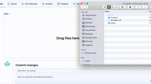 Uploading the folders to Github repsoitory using Github's drag and drop functionality. Not that you can upload no more than 100 files with one commit.