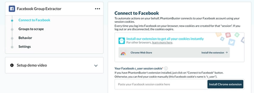 Setting up Facebook Group Extractor with Phantombuster