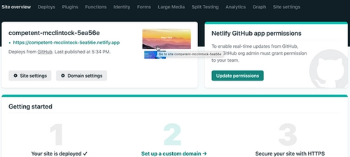 Opening the deployed website On the Netlify console