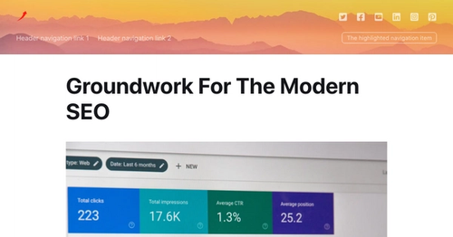Blog's header elements and the Title and main image of the blog post