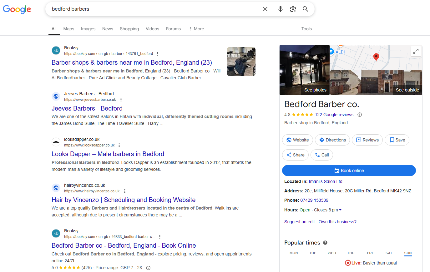 bedford barber search rank 11 may 2025