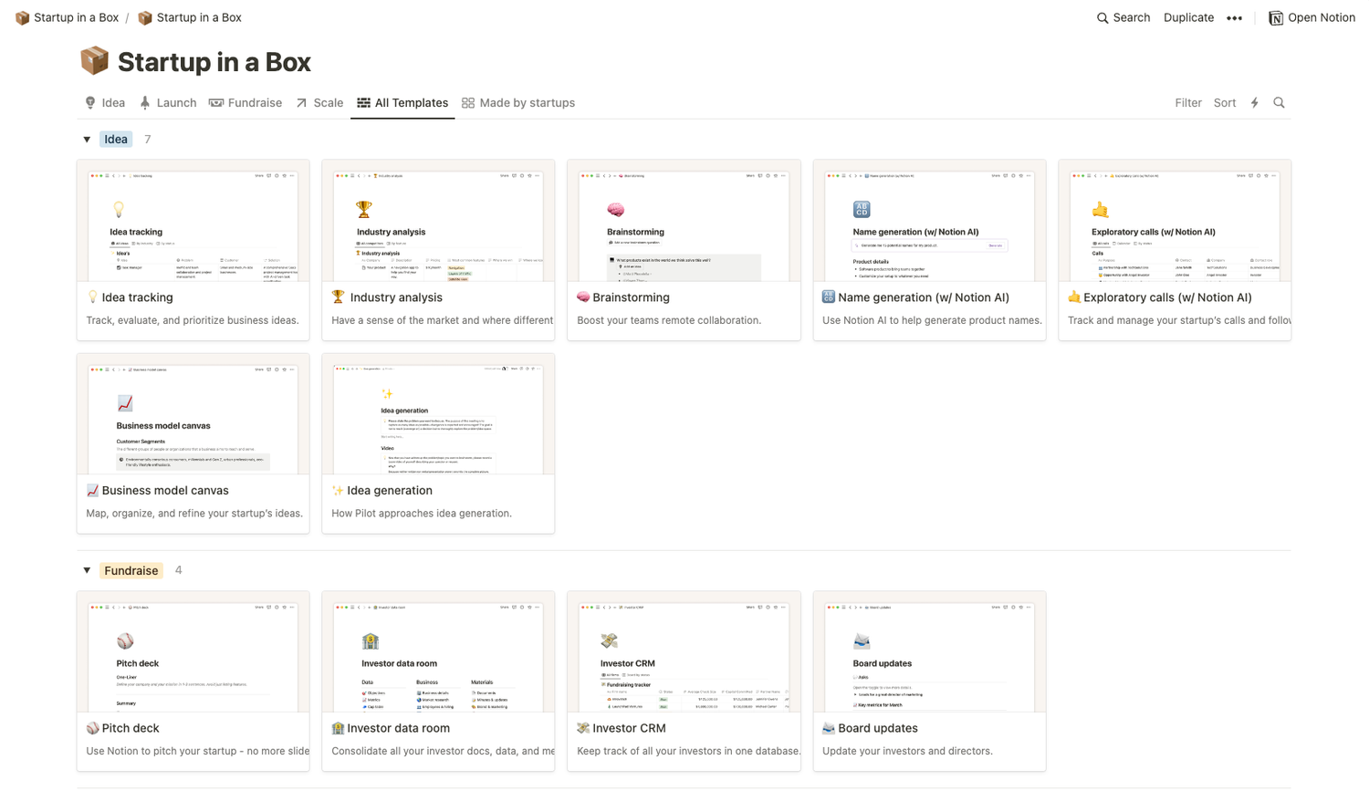 The best free Notion Startup Templates