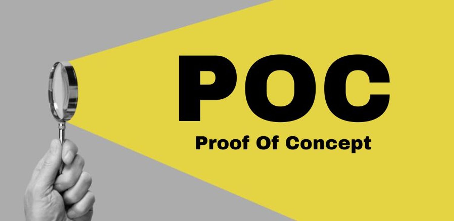 The magnifying glass focuses on the subject POC 'Proof Of Concept'