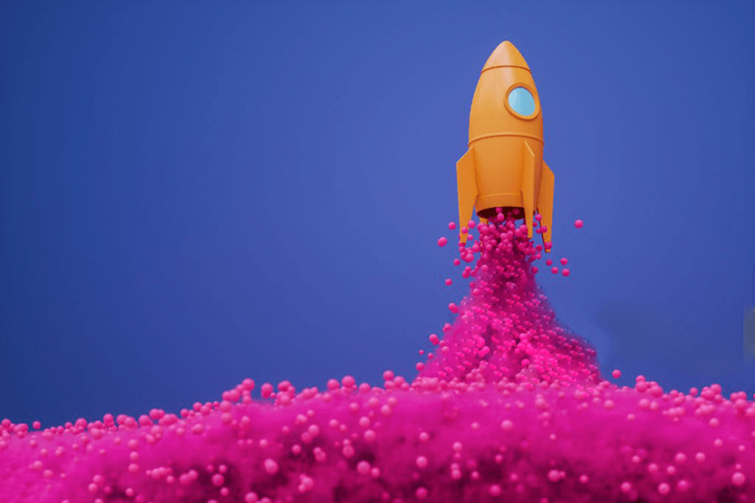 Illustration of a sleek space rocket launching into the sky resembling series A vs series B funding growth