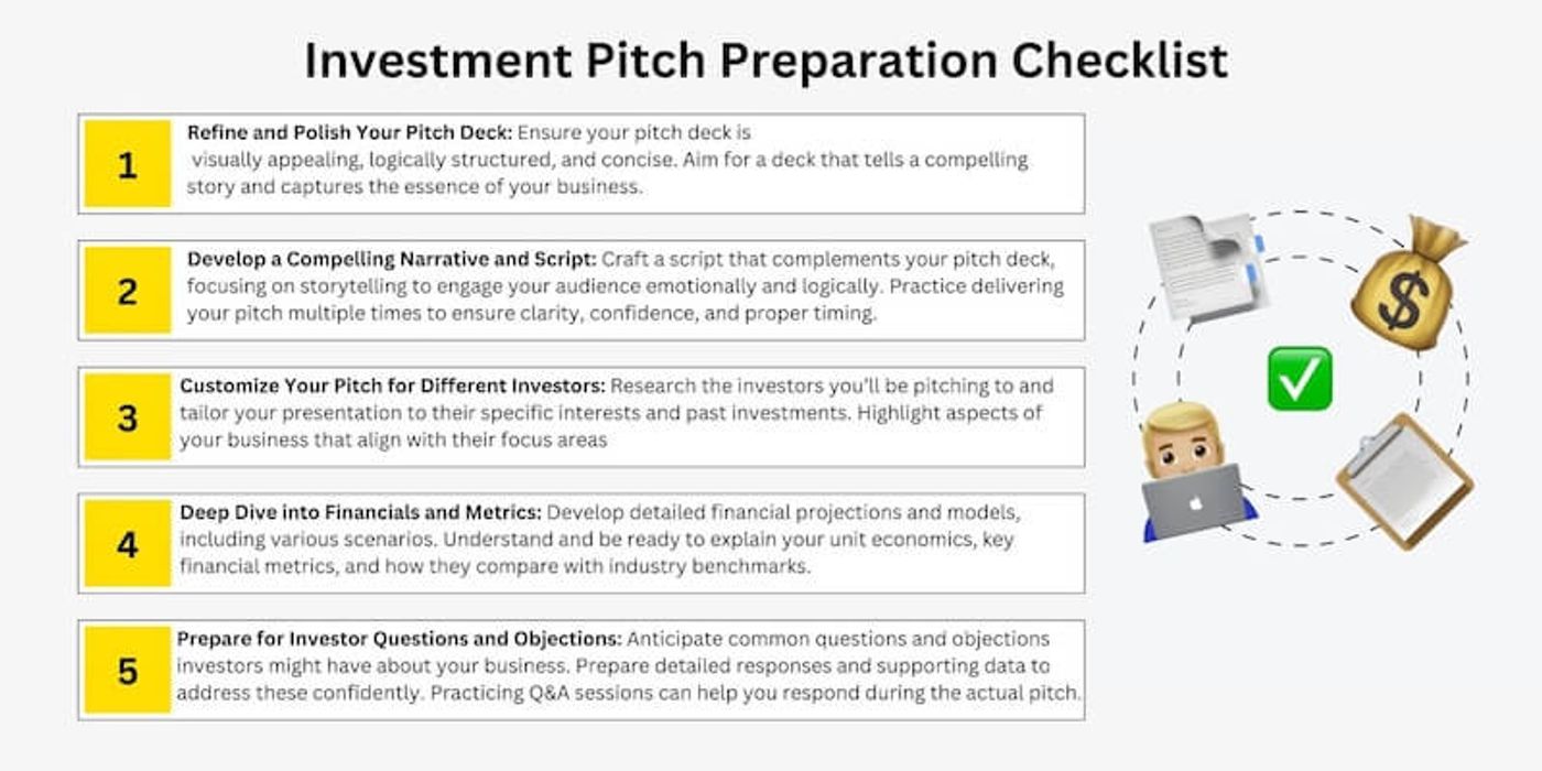 investment pitch preperation checklist for pre seed funding