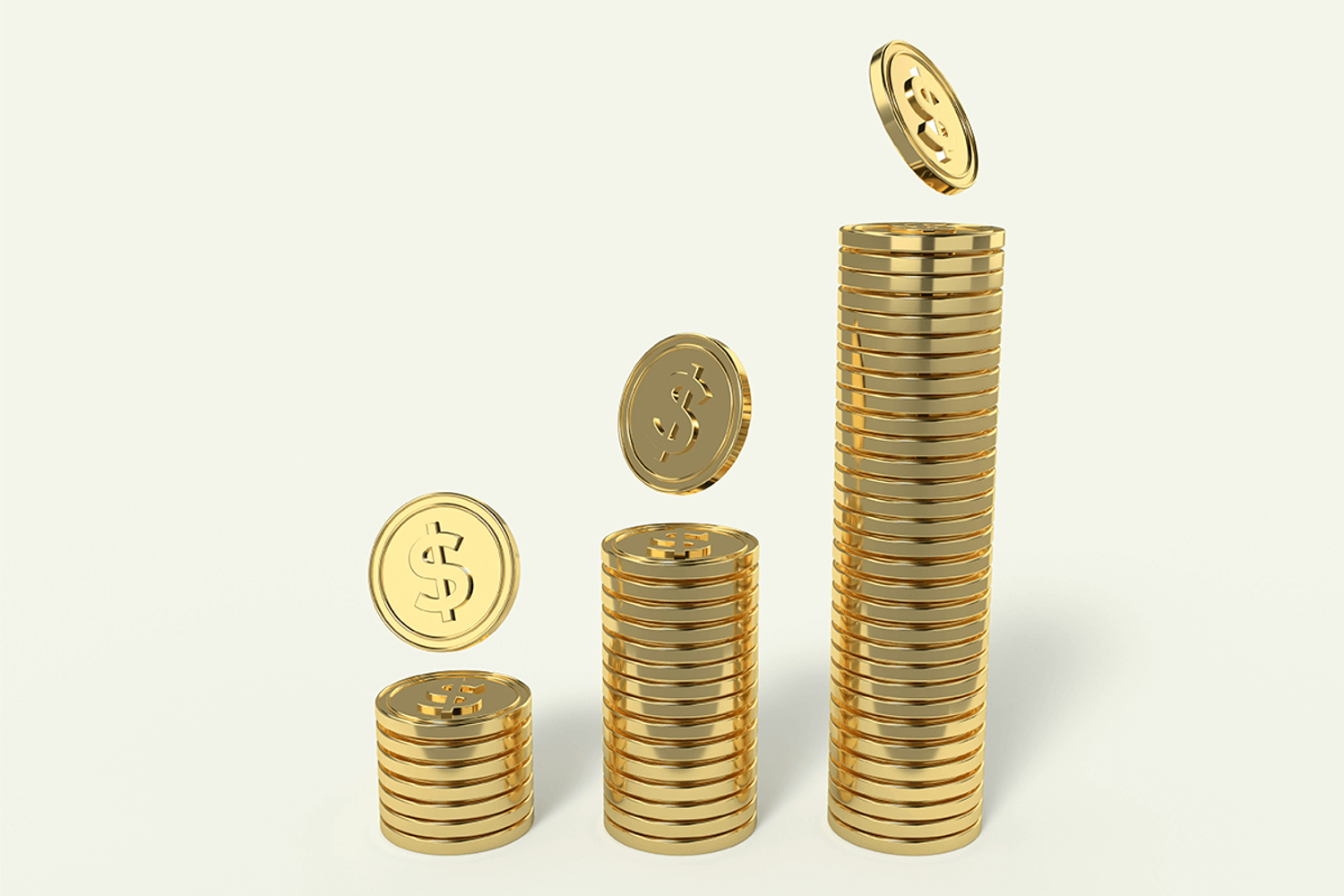A stack of golden coins placed on a wooden surface, symbolizing financial rewards for advisors and advisory shares