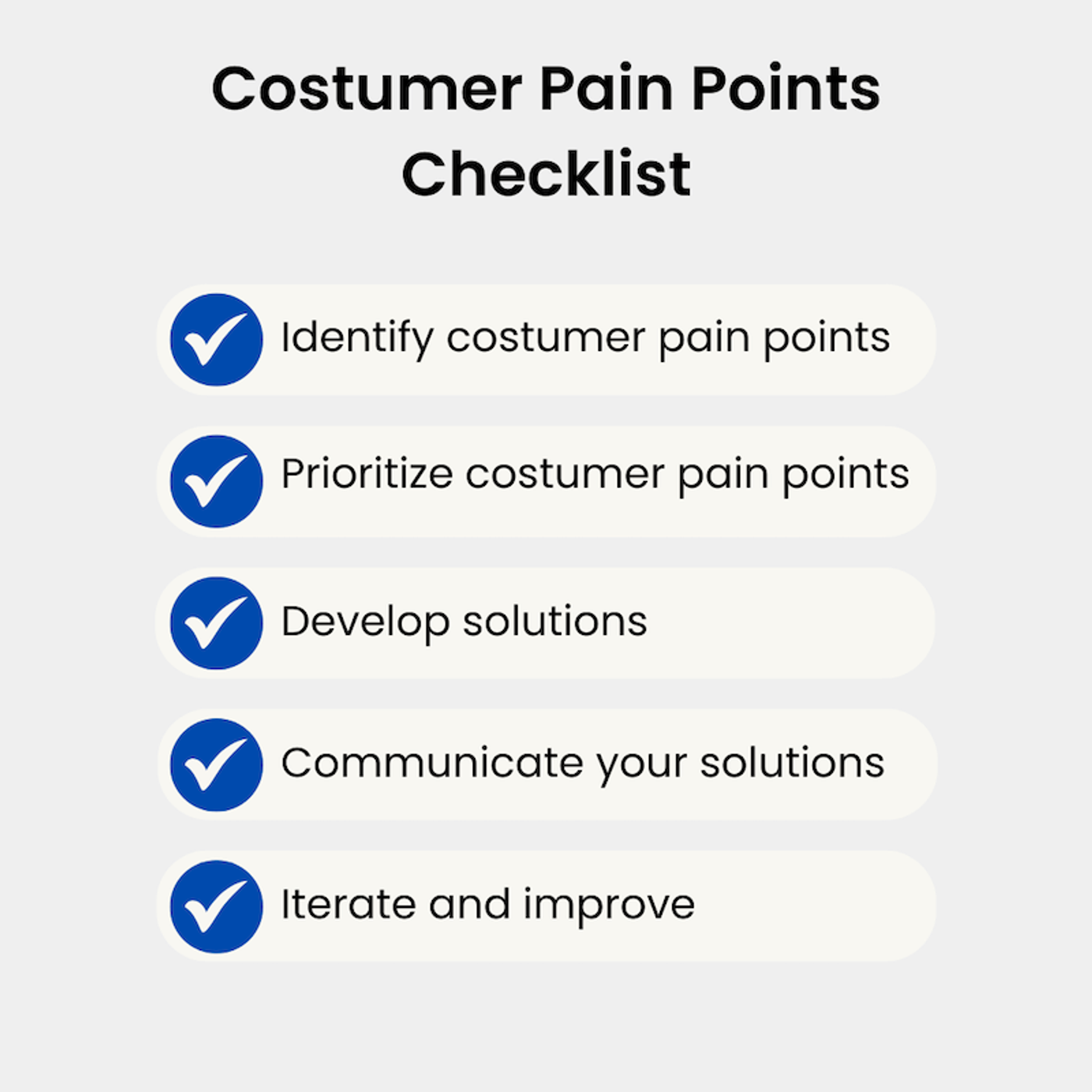 Costumer pain points checklist