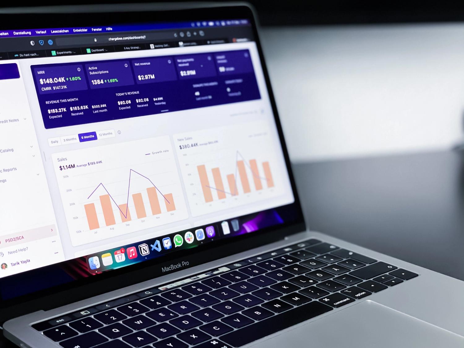 A picture of a desktop showcasing different metrics and data