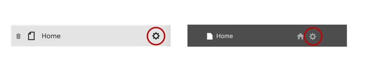 page settings navigation