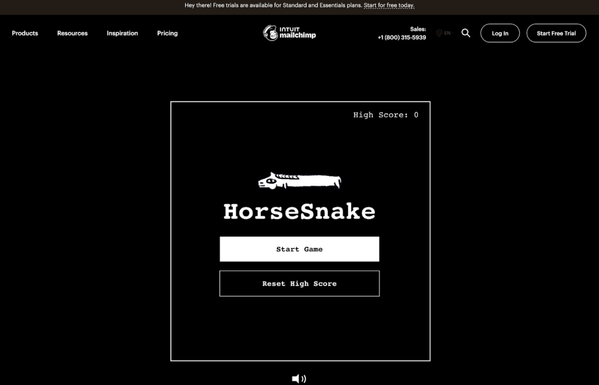 webpage with game