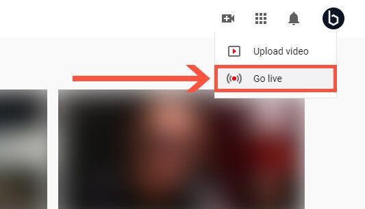 arrow showing where to find "Go Live" button