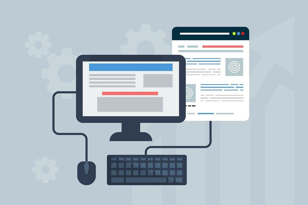graphic of a computer with a landing page