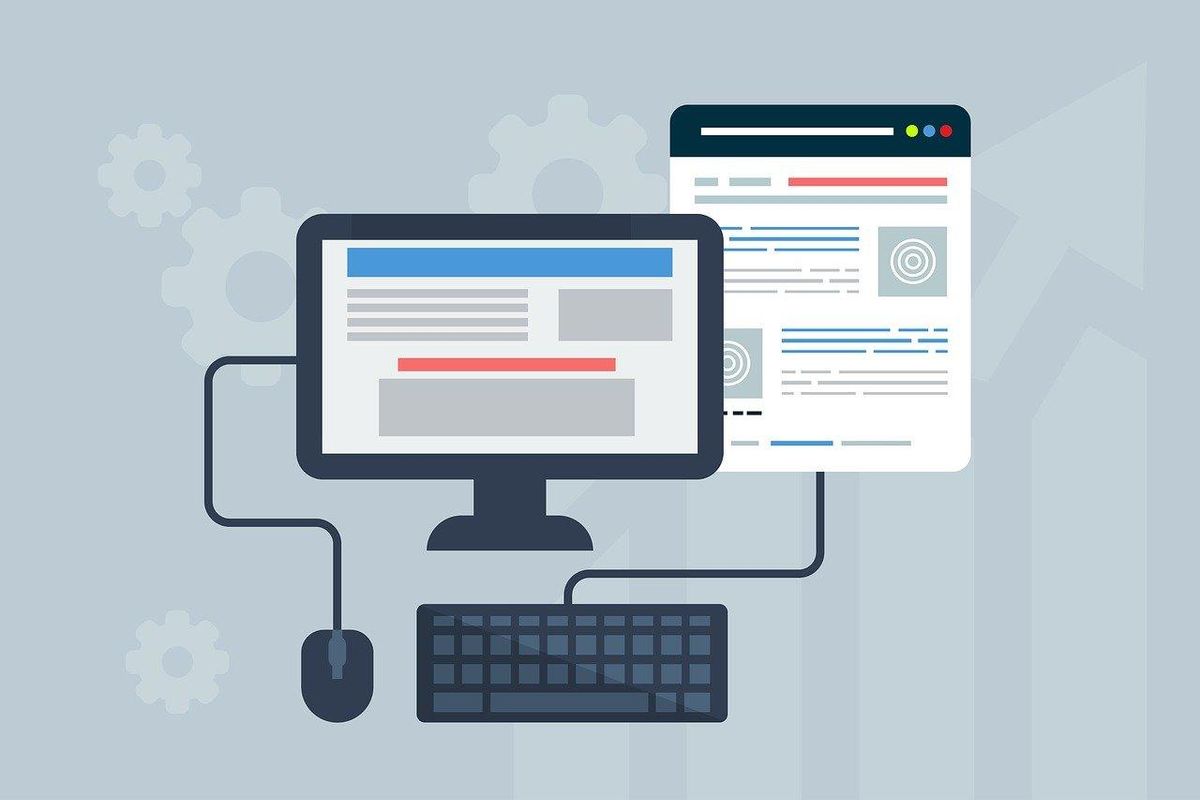 graphic of a computer with a landing page