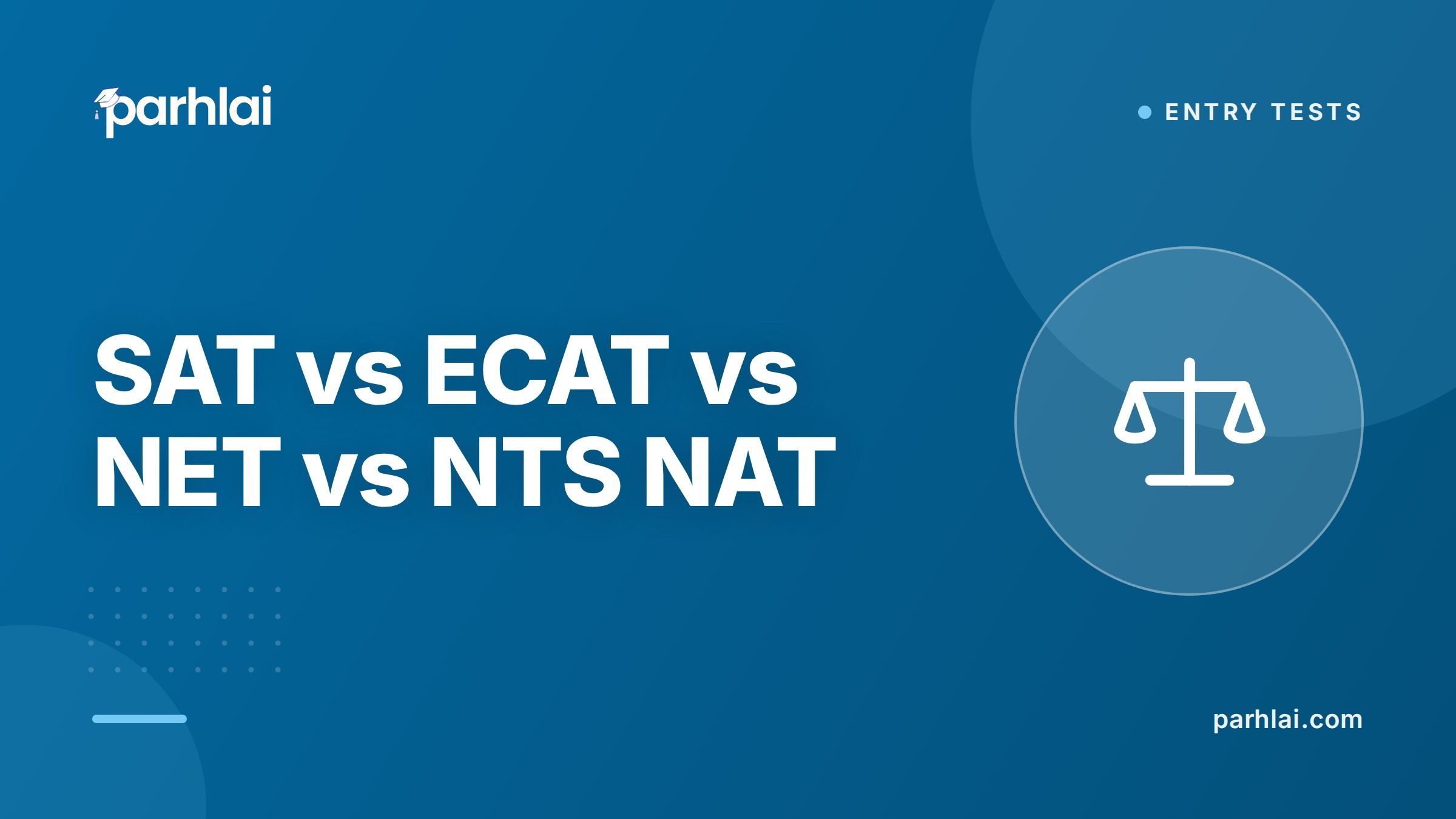 Parhlai blog cover for "SAT vs ECAT vs NET vs NTS NAT: Entry Test Comparison for Pakistani Universities"