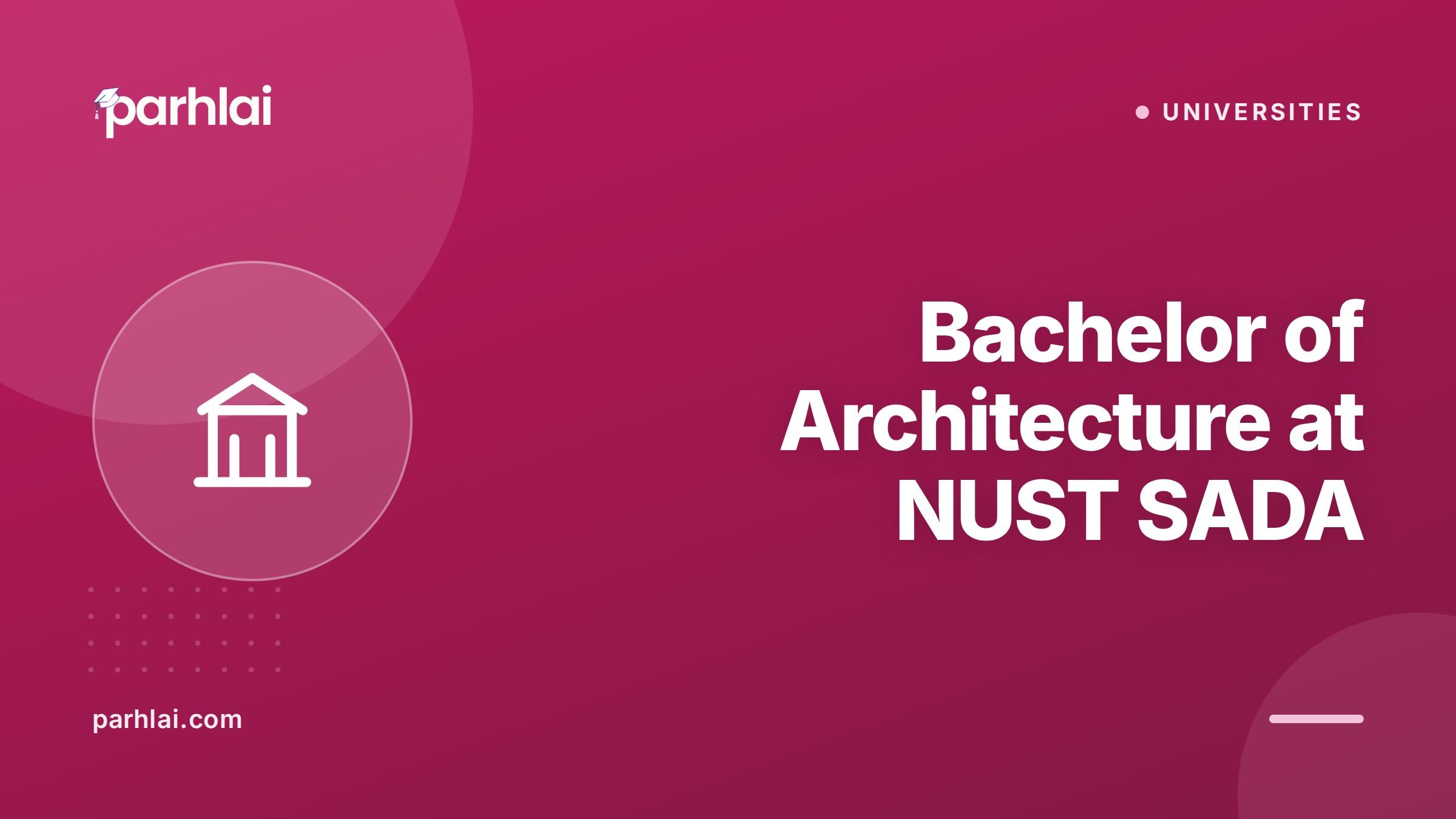 Parhlai blog cover for "Bachelor of Architecture at NUST SADA: 5-Year B.Arch — Studios, Thesis, PCATP"