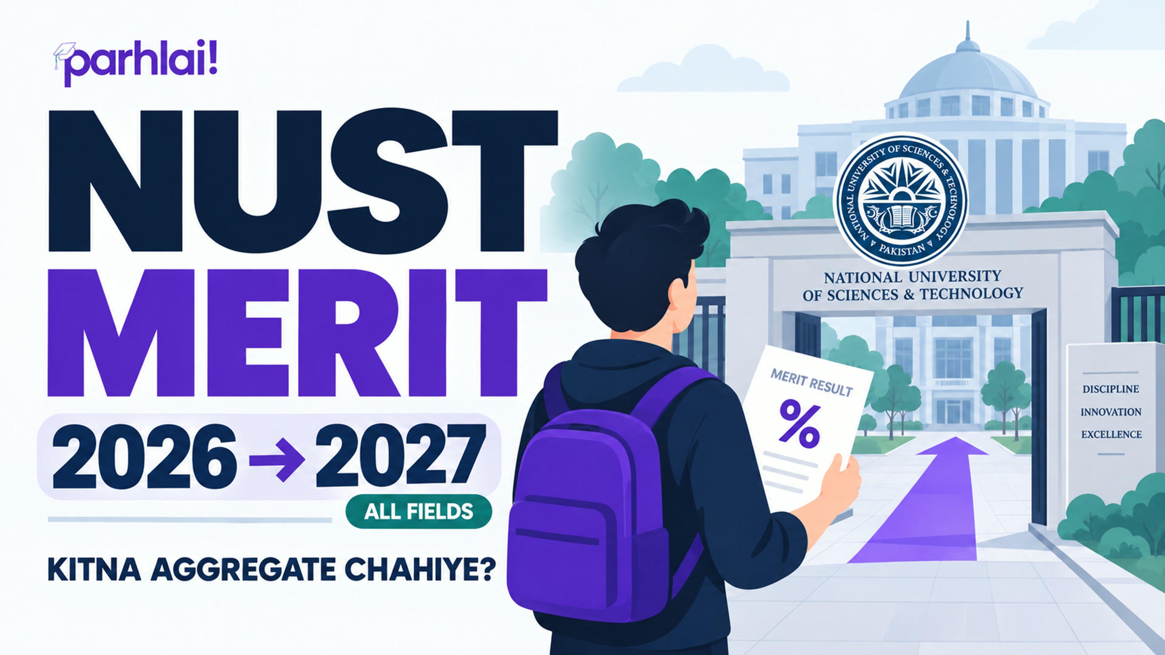 NUST Merit 2026 to 2027: all fields and aggregate targets, with a student at the NUST entrance