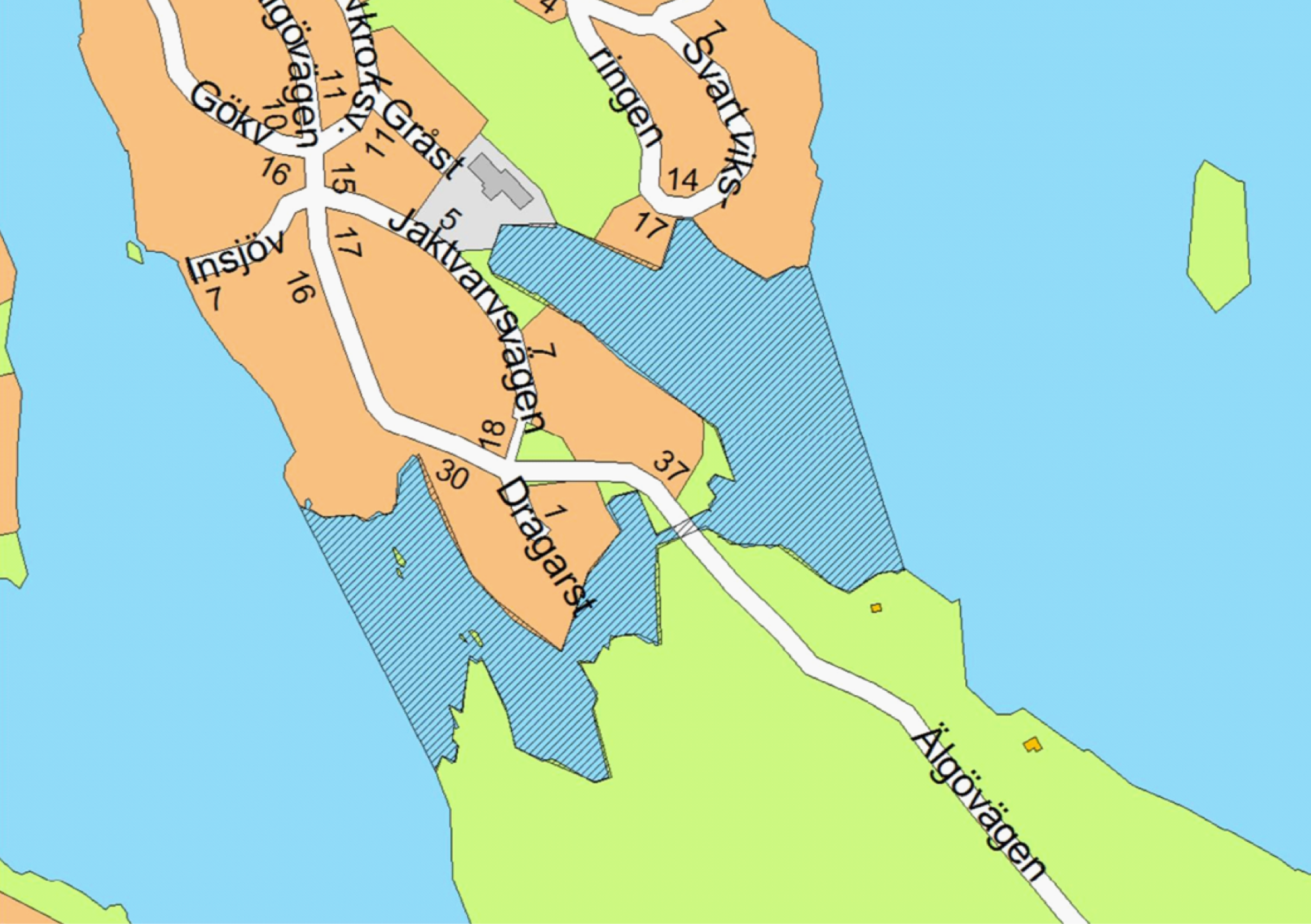 Karta över nätfiskeförbudet vid Älgöbron