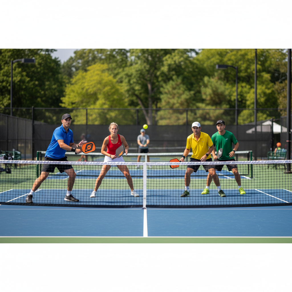 Pickleball doubles stacking strategy: offensive and defensive player positioning on court for optimal coverage