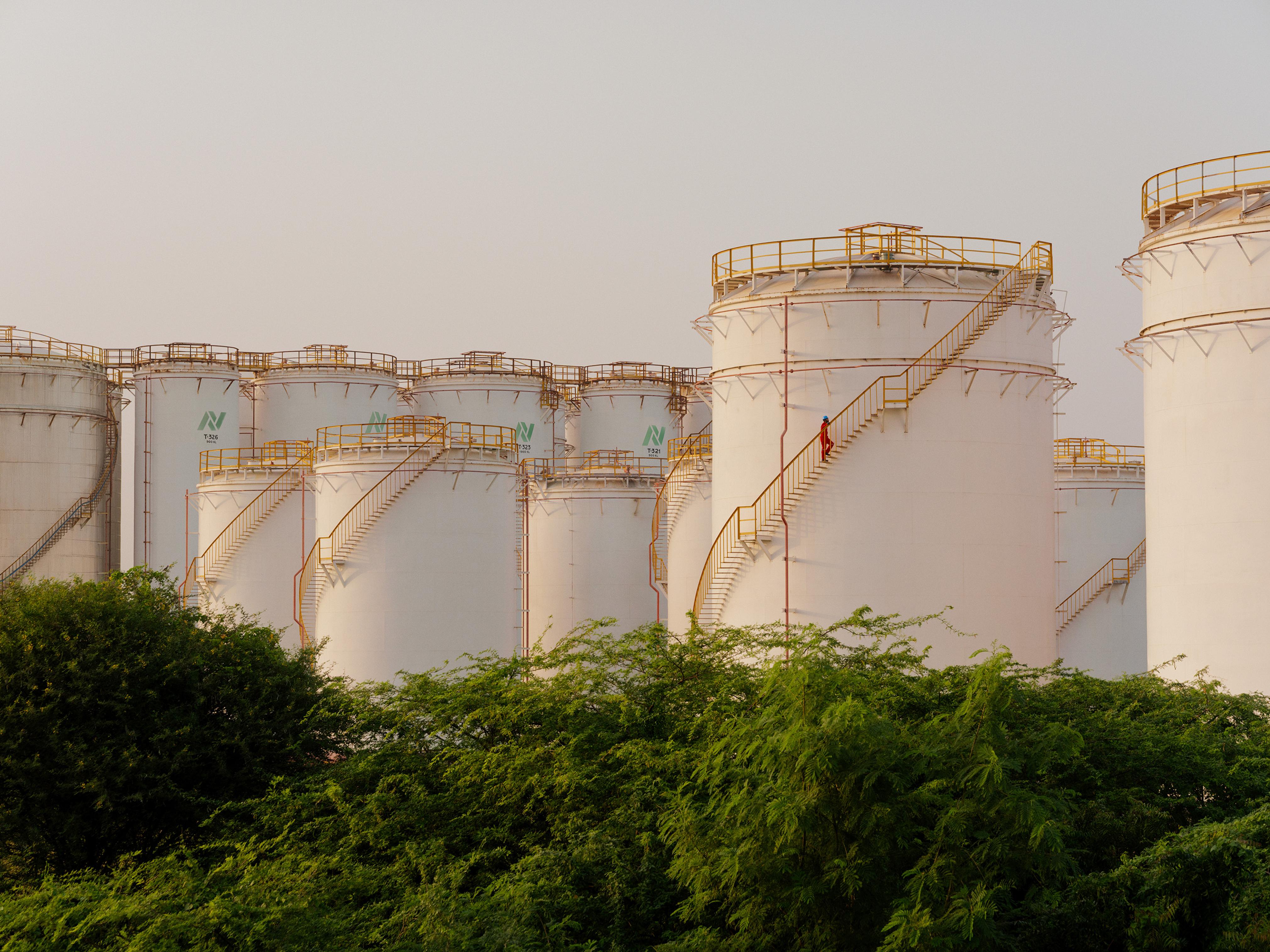 View of AVTL liquid storage tanks