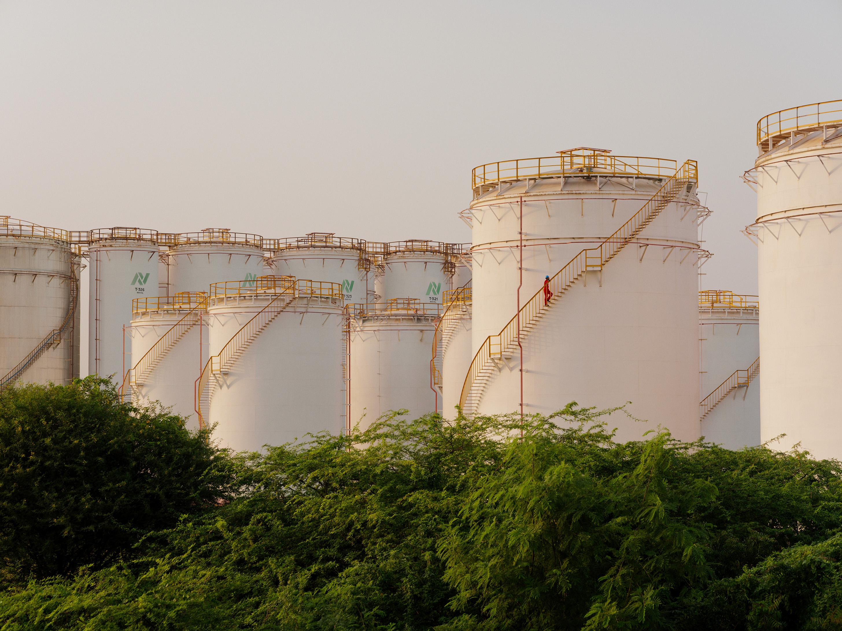 View of AVTL liquid storage tanks