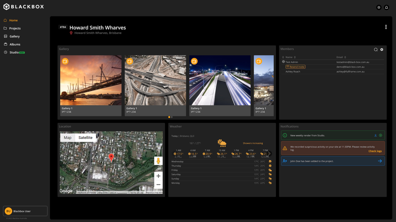 Blackbox Dashboard - Site Security and Video Production Services