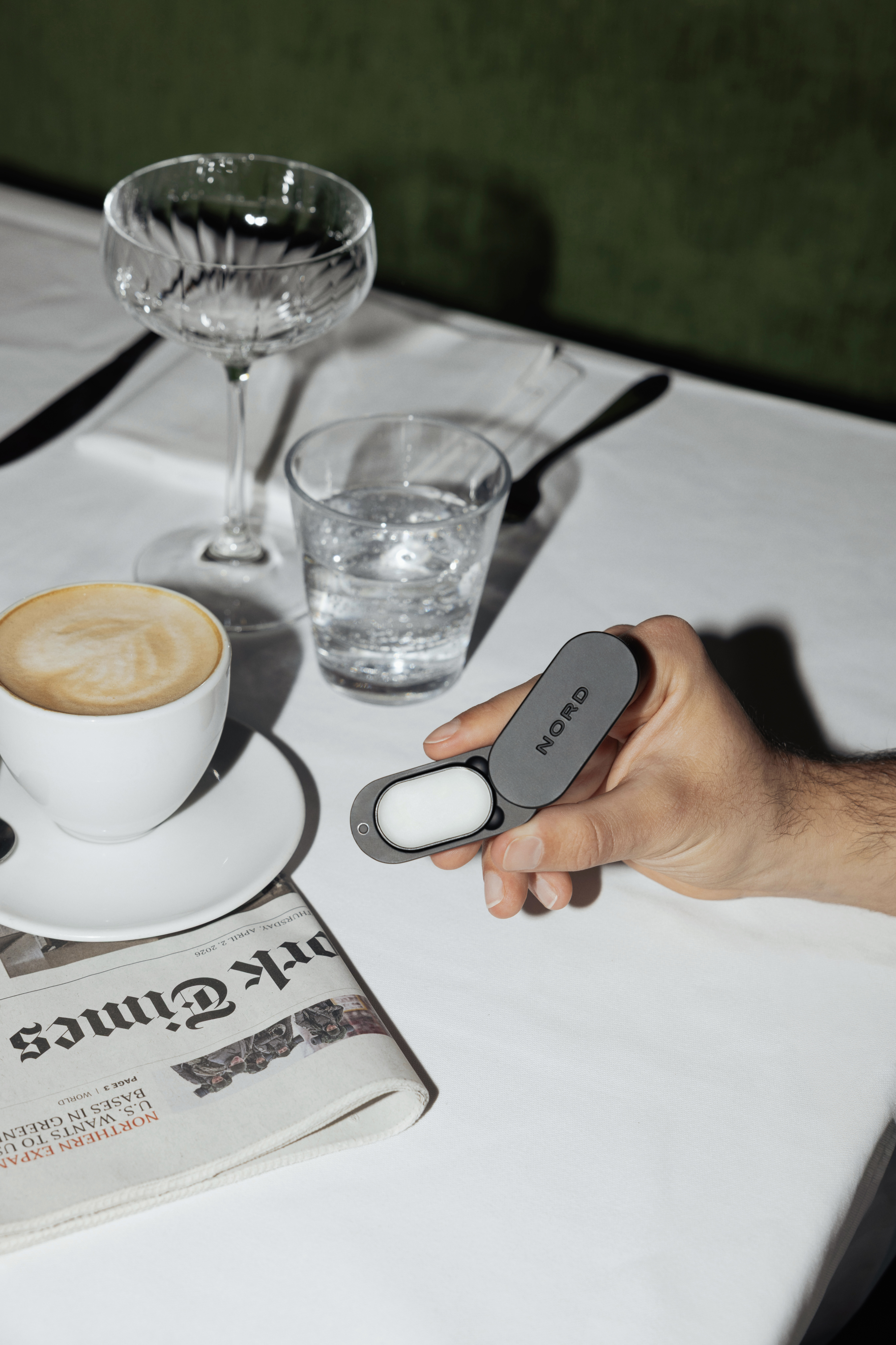Nord Scents Case in hand on table