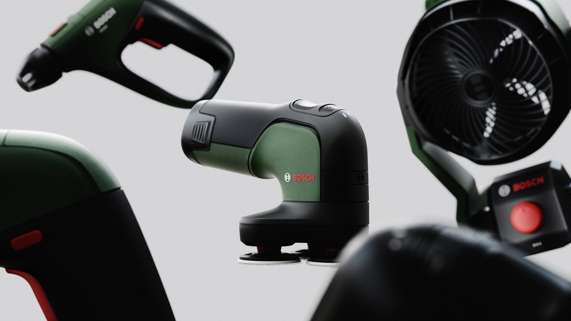 Strategic design consistency demonstrated across Bosch power tools through cohesive brand integration.