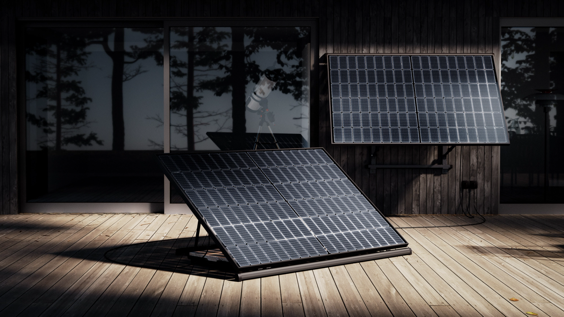 Renewable energy startup product design with clean industrial design and accessibility focus.