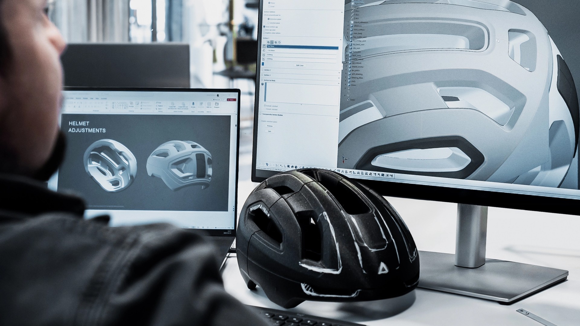 Digital design workflow combining CAD modeling with physical prototyping for industrial design.