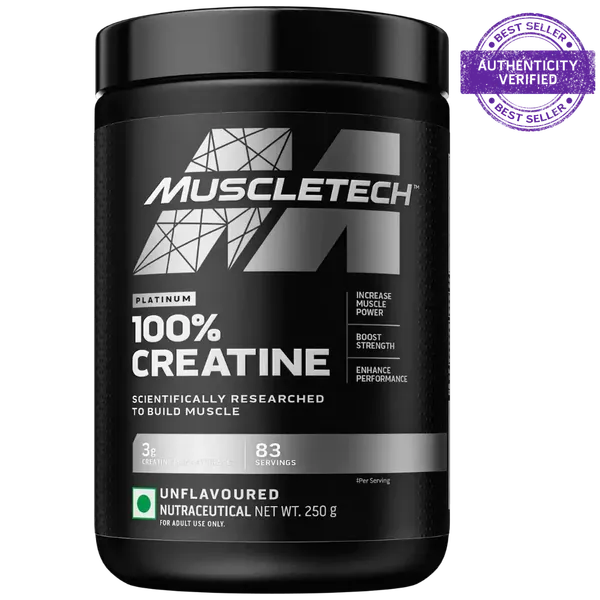 MuscleTech 100% Creatine Monohydrate 100g | Unflavoured Micronized Creatine Powder | Supports Strength, Muscle Recovery & Performance | Easy Mix Pre/Post Workout Supplement