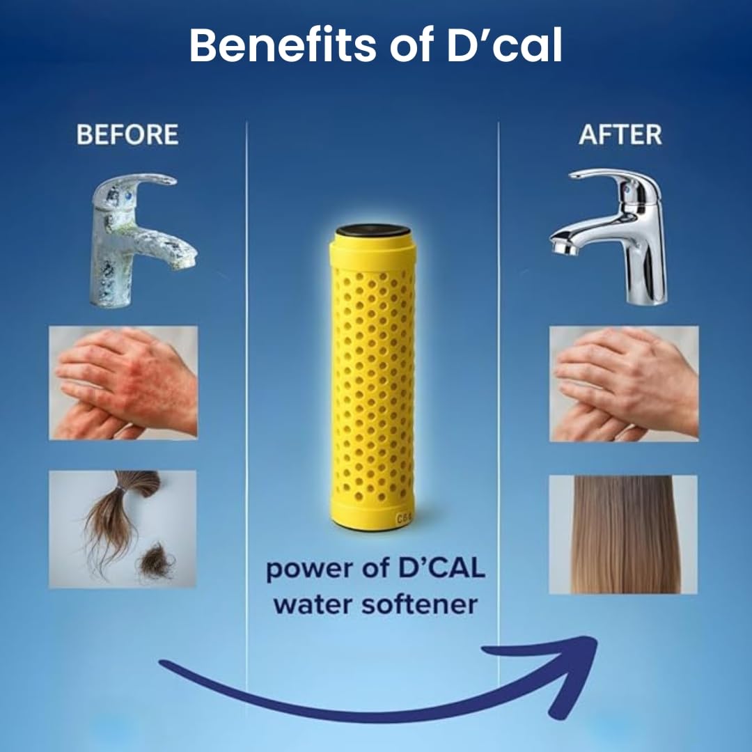D'Cal Hard Water Softener | Scale Prevention Cartridge for Taps & Showers | Reduces Limescale Build Up & Protects Skin, Hair & Appliances | Easy Install Bathroom Water Softener thumbnail 4