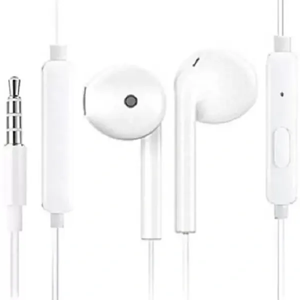 Earphone Compatible All Smart Phone & Android Device Wired Headset Wired Headset (White, In the Ear)