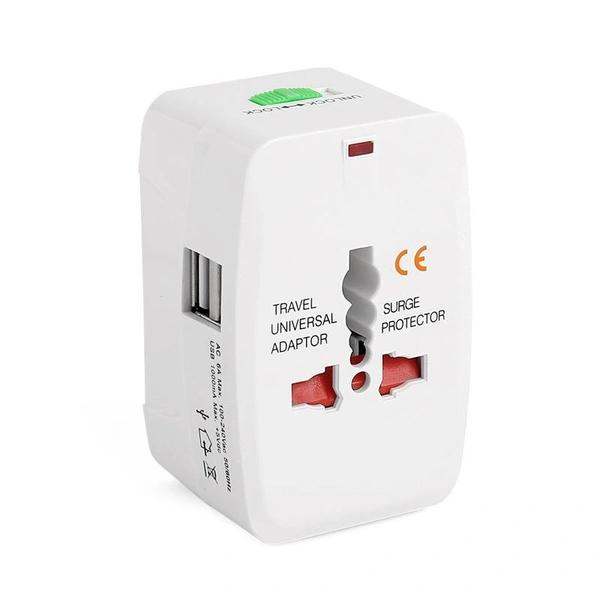 Universal Travel Adapter with Dual USB Ports 2400mA MAX +5Vdc Worldwide Plug for Travel thumbnail 1