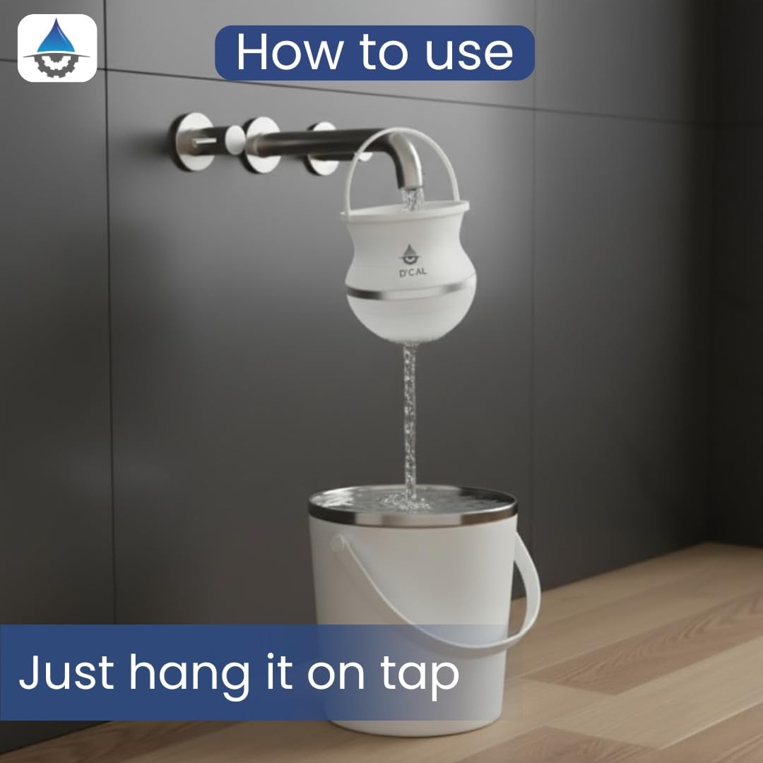 D'Cal Tap Filter for Hard Water | Chlorine & Sediment Reduction Cartridge | Protects Skin & Hair from Hard Water Effects | Easy Fit Faucet Filter for Bathroom & Kitchen thumbnail 5