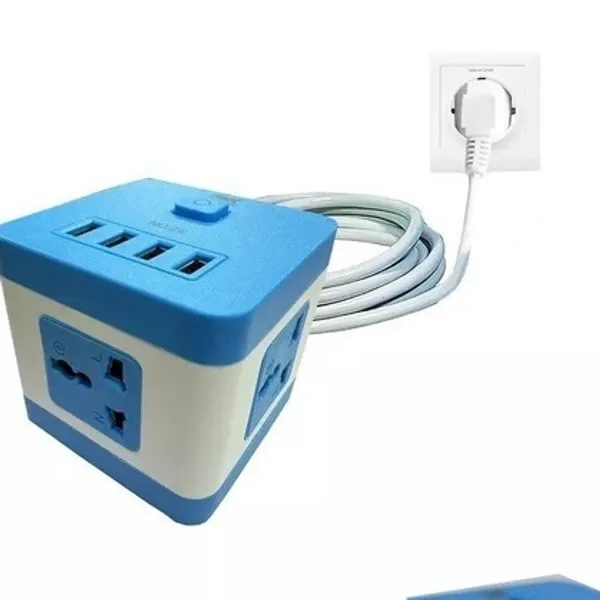 Universal Power Extension Cord with 4 USB Ports Multi-Device Charging Solution