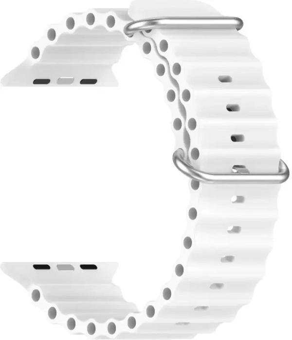 Silicone Ocean Band Compatible with ultra smart Watch Strap 38mm 40mm 41mm for iWatch Ultra SE2 SE Series 8 7 6 5 4 3 2 1 iWatch Strapband for Men Women Smart Watch Strap (White) thumbnail 1
