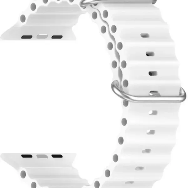 Silicone Ocean Band Compatible with ultra smart Watch Strap 38mm 40mm 41mm for iWatch Ultra SE2 SE Series 8 7 6 5 4 3 2 1 iWatch Strapband for Men Women Smart Watch Strap (White)